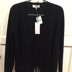 NWT Wayf Faux Suede Fringe Black Jacket